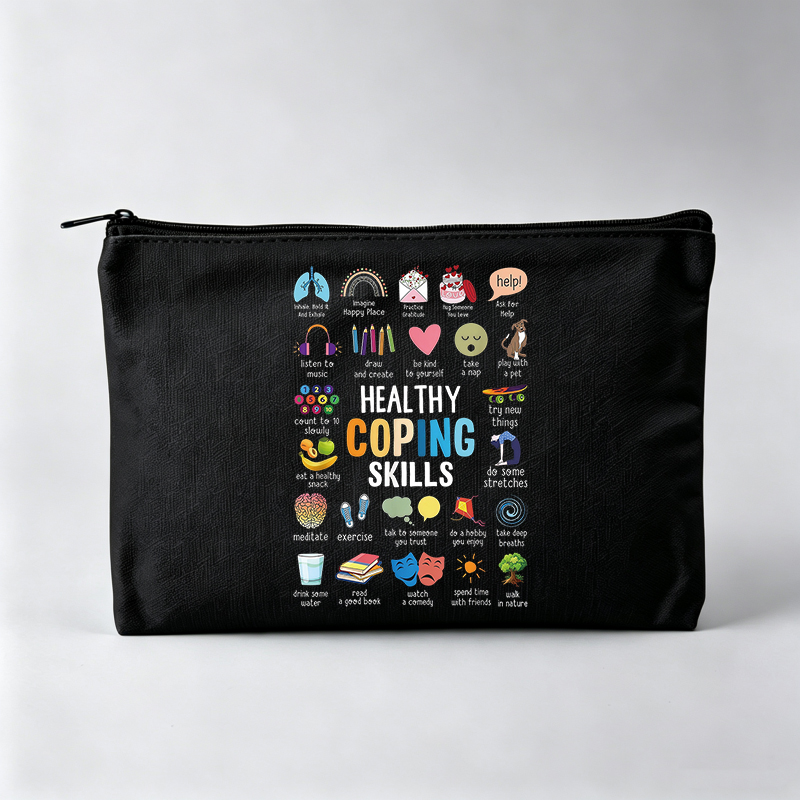 여성용 정신 건강 타이포그래피 프린트 메이크업 가방,  - Health Wellness Mental Health 리뷰 및 가격